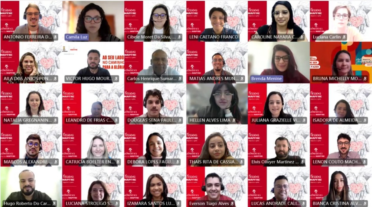 Voluntários da MAPFRE reunidos em encontro remoto do programa