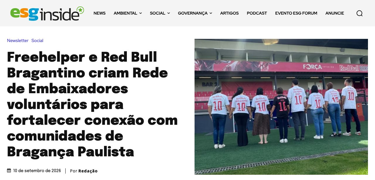 Print da matéria da ESG Inside sobre a Rede de Embaixadores do Red Bull Bragantino